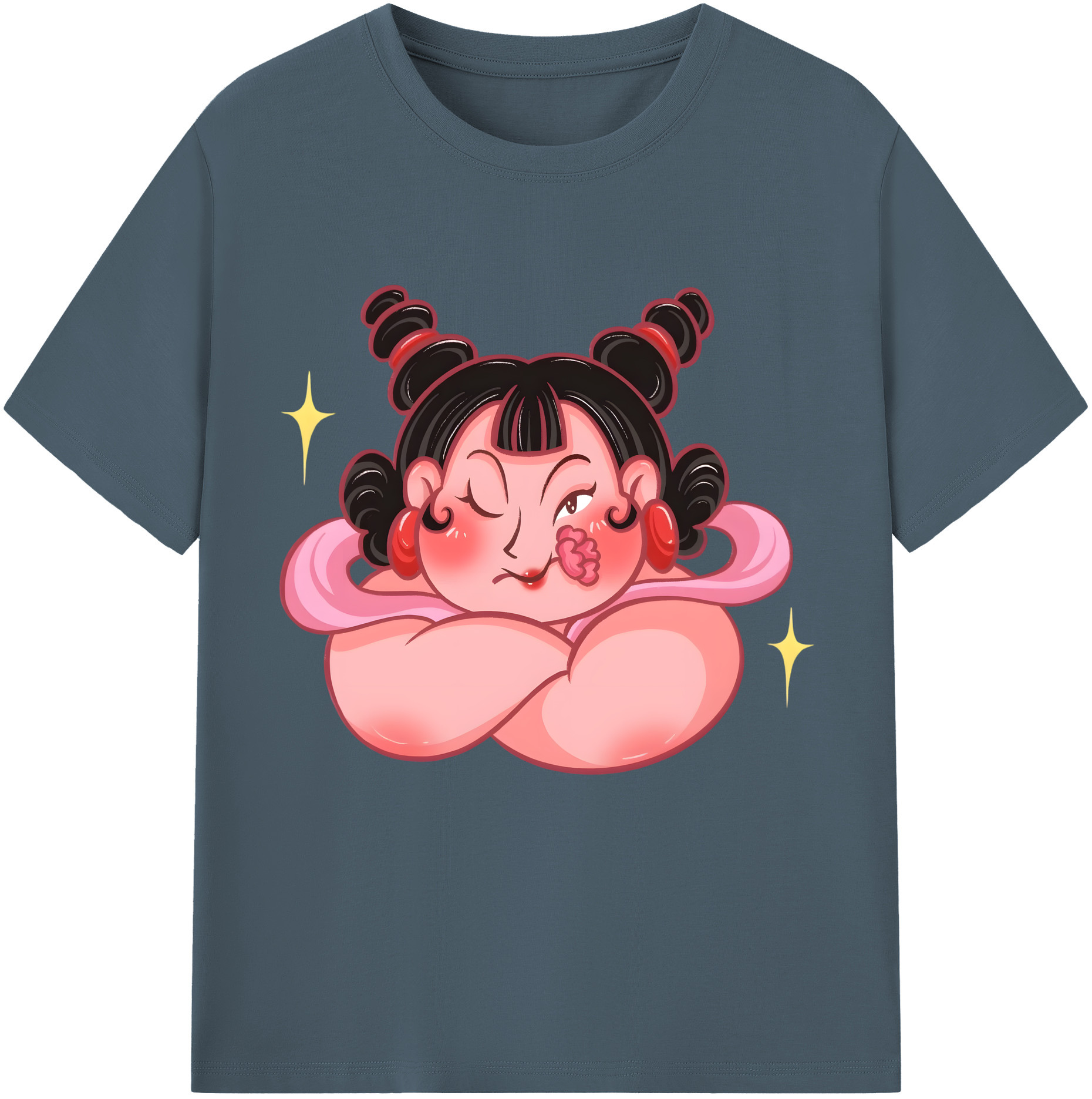 （画像用） Ne Zha 2 ナタ 魔童の大暴れ 綿100％半袖Tシャツ（フロントプリント）